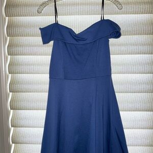 Lulu's Blue Off-Shoulder A-Line Dress